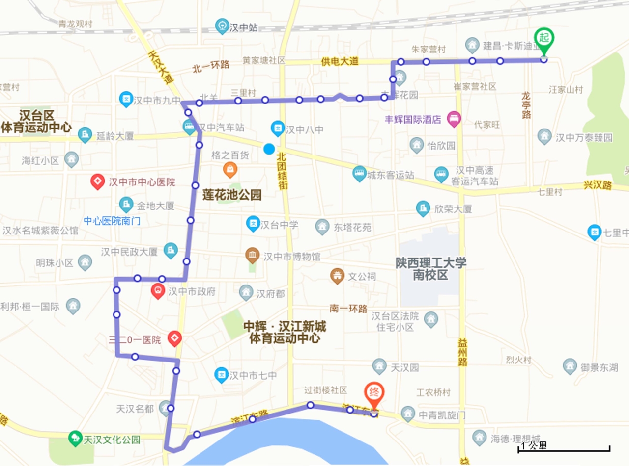 汉大道—桥北广场—滨江东路3路原行驶路线原线路单边运营里程13公里